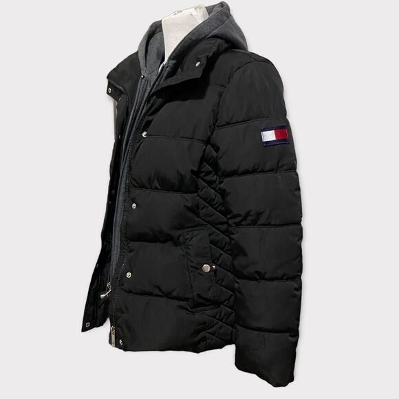 Tommy Hilfiger Black Puffer Down Alternative Jacket With Removable Hoody - Picture 6 of 13
